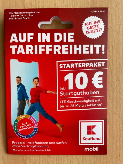 KAUFLANDMOBIL PREPAID SIM Karte DE Nummer mit 10,00 € Startguthaben