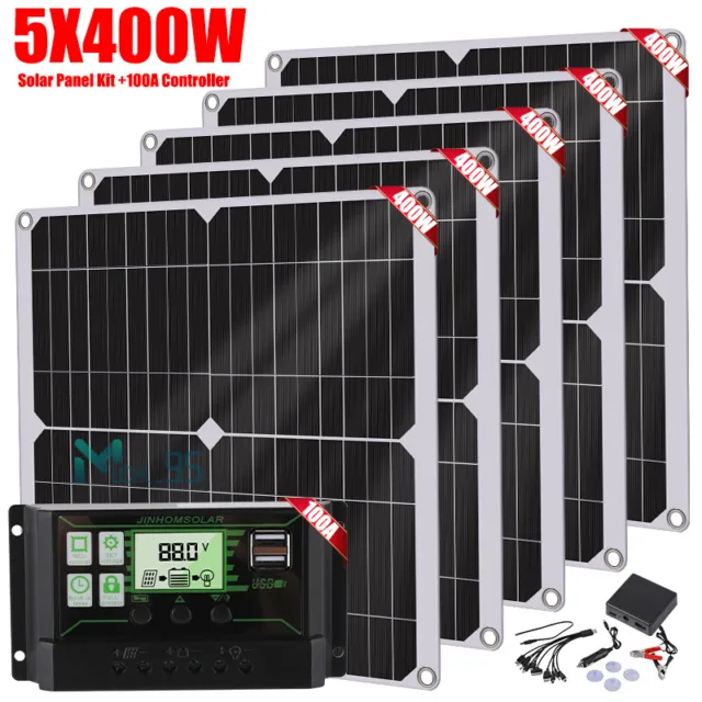 2000 Watts Solar Panel Kit 100A 12V Battery Charger with Controller Caravan Boat