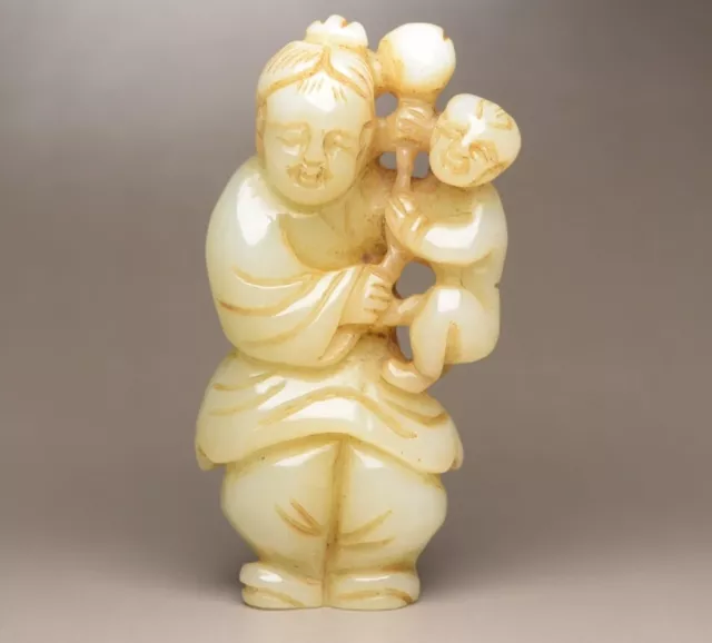 Chinese Natural Hetian Jade Hand Carved Figure Statue Figurines Art Collection