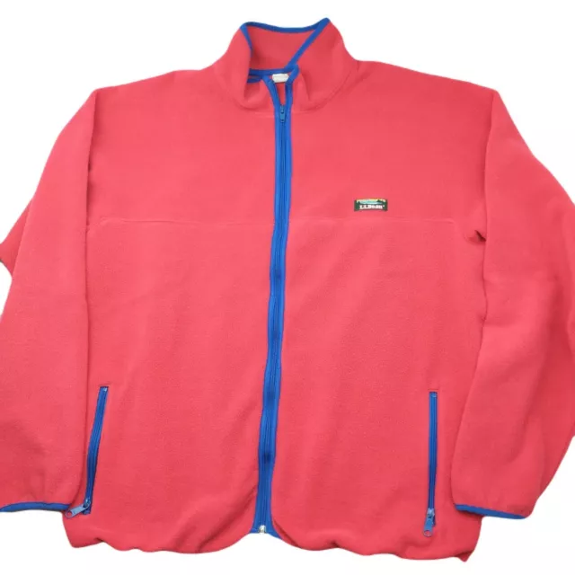 VINTAGE LL BEAN Fleece Jacket Mens XLT Tall Red Full Zip Up USA Made ...