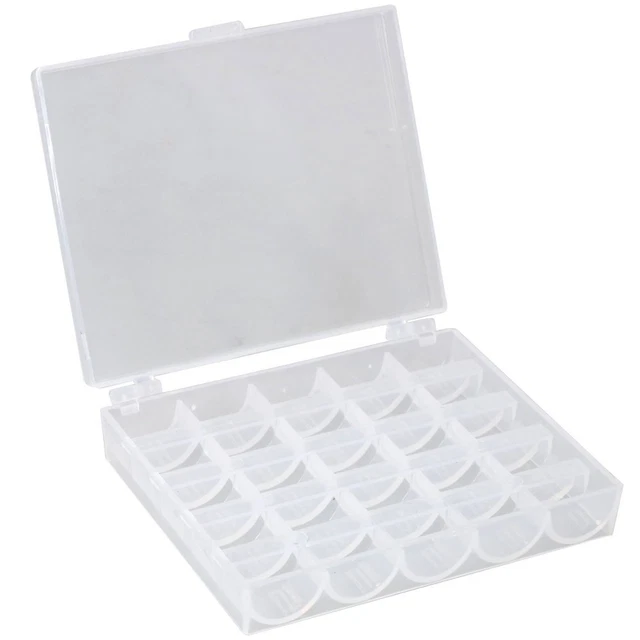Dritz Scatola Porta Spole In Plastica Trasparente – Capienza 32 Bobine, 15,8x12 Cm