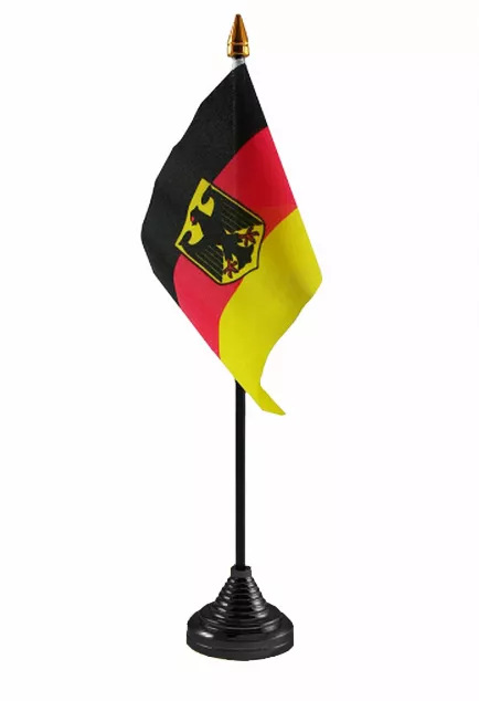 GERMANY eagle TABLE FLAG 6" X 4" with base & pole GERMAN MUNICH Berlin Flags