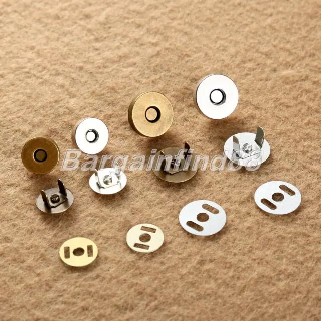 10 Sets Sew in Magnetic Bag Clasps Button Snaps Clasps Magnet Button for  Purses Handbag Clothes Scrapbooking Closure Fastener Sewing Craft DIY  (Silver,15mm) 