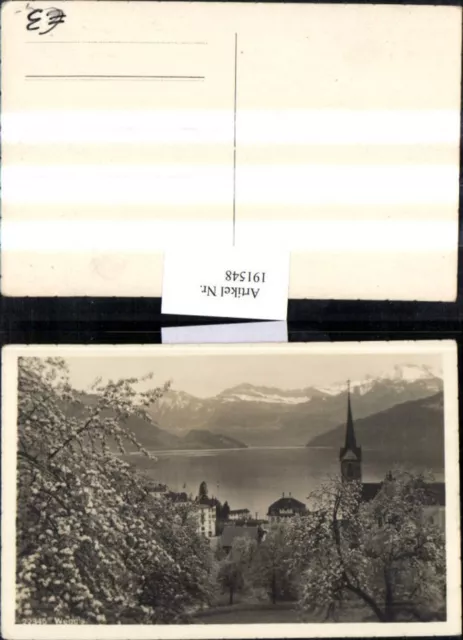 191548,Weggis Teilansicht Kirche Vierwaldstätter See Kt Luzern