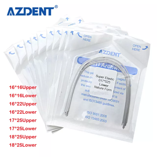 Dental Super Elastic Niti Orthodontic Arch Wire Natural Form Rectangular 10pc/pk