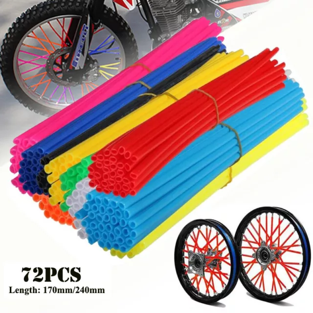 72X Fahrrad Motorrad Speichen Cover Tube Überzug Wheel Spoke Rim Wraps Skins 2