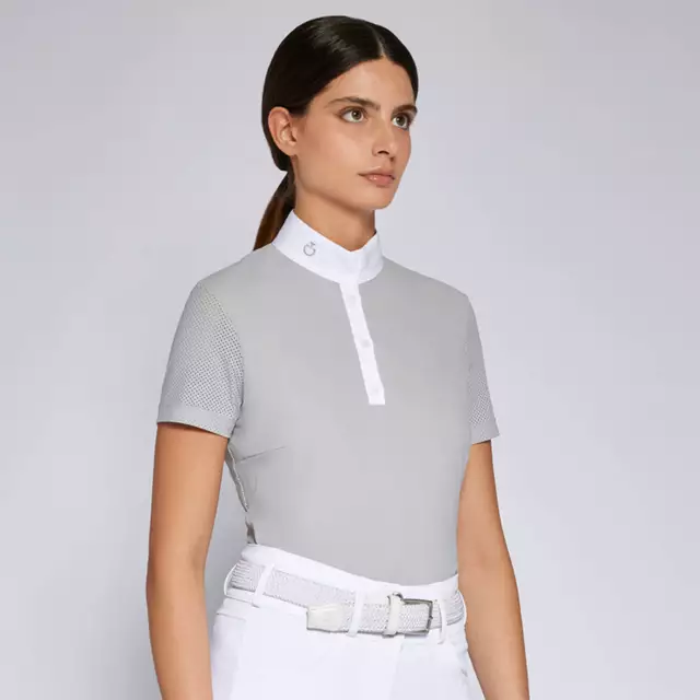 Cavalleria Toscana Light Grey S Turniershirt Damen CT Perforated Jersey S/S