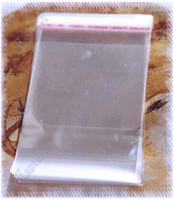 100 BUSTINE TRASPARENTI BUSTE adesive PLASTICA 8 x 5,8 cm CHIUSURA ADESIVA SA...