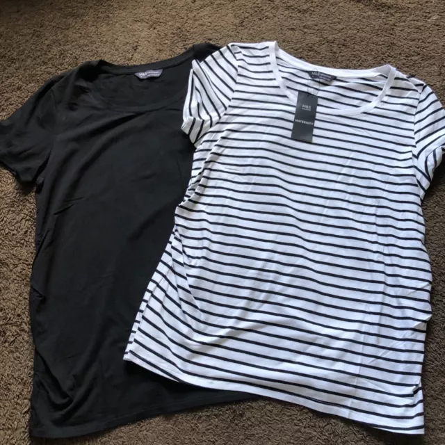 BNWT M&S Ladies Size M, Twin Pack Of Maternity T-Shirts