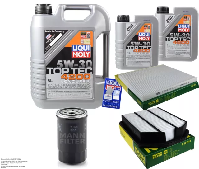 Sketch D'Inspection Filtre LIQUI MOLY Huile 7L 5W-30 pour Kia Carens II ONU 2.0