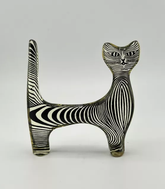 Lucite Cat Sculpture Figurine Free Standing Cat Abraham Palatnik Made In Brazil 2