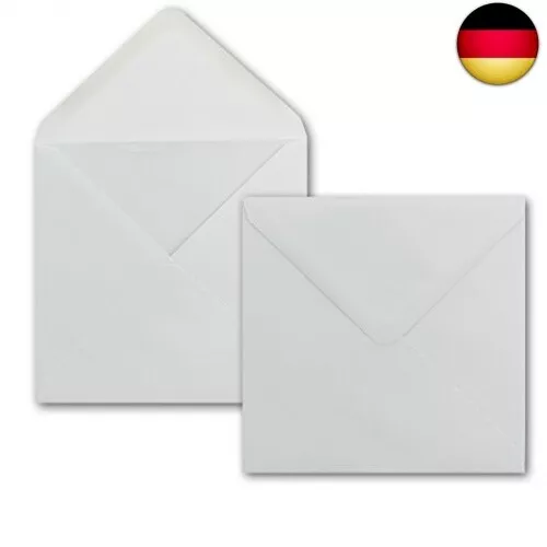 100 x Briefumschlag Quadratisch 15 x 15 cm in Weiß - 100g/m²- Nassklebung mit s