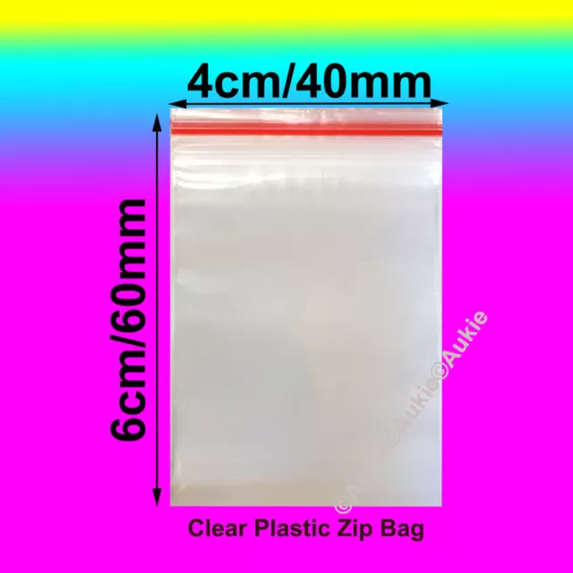 100 x Resealable Plastic Bags Zip Lock Reseal Ziplock Clip 40x60MM/4x6CM Bag