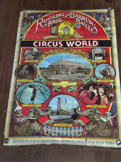 Vtg Ringling Bros Barnum & Bailey Circus World Orlando Florida Theme Park Poster