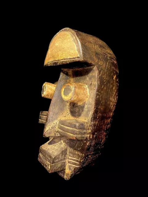 African Tribal Face Mask Wood Hand Carved Vintage Wall Hanging Grebo africa-6331