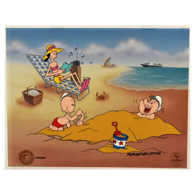 Popeye - Signed - Myron Waldman Hand-Painted Cel- A Day At the Beach