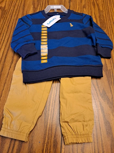 Carter's Infant Baby Boys 2-Piece Long Sleeve Playwear Set Size 12M NEW