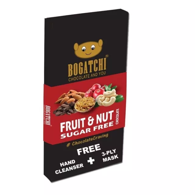 BOGATCHI Fruits and Nuts Sugar Free Rich Dark Chocolate 80g Free Shipping
