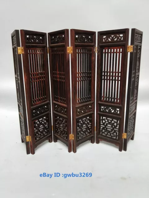 22923 Rare Asian Oriental Chinese Handwork Carved Red Acid Sticks Wood Screen