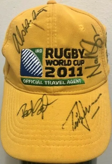 Rugby World Cup 2011 Wallabies Hat with 4 signatures from squad