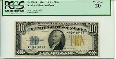 FR 2309* $10 STAR 1934A North African Silver Certificate PCGS 20 VERY FINE