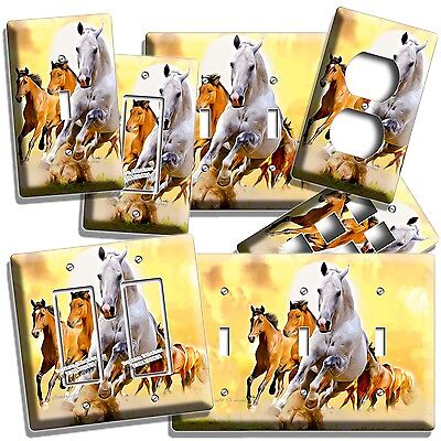 Lipizzan Stallion Wild Horses In Wilderness Light Switch Plate Outlet Wall Cover