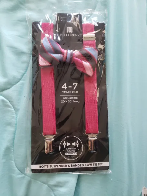 Kids Umo Lorenzo Suspender And Bow Tie Set Adjustable 20”-30” Long 4-7 Years Old