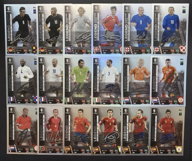 LOT DE 18 cartes Topps Match Attax EURO 2024 style signature complète