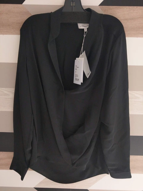 Chemisier Femme En Voile Noir Semi-transparent Avec Cravatte à Strass - Taille Unique - Neuf Avec étiquettes