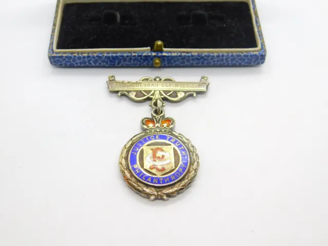 Sterling Silver & Enamel Order of Odd Fellows Fob Medal Antique 1935 Chester