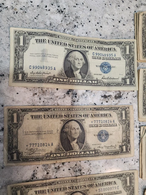 LOT $1 Silver Certificate 1935 A C D E F G & 2 Star Notes plus 1 $1 RED SEAL '63 5