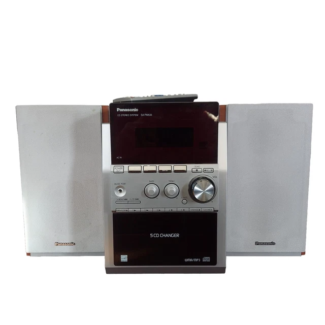 PANASONIC SA-PM18 BOOKSHELF Stereo 5-Disc CD Player Aux Radio AM/FM ...