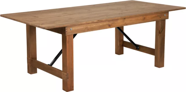 7' x 40'' Rectangular Solid Pine Folding Farm Dining Table in Antique Rustic Fin