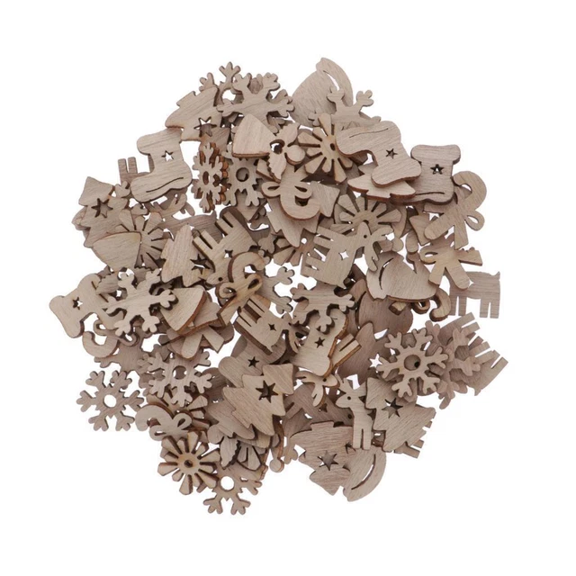 100 Stücke Naturholz Weihnachten Thema DIY Handwerk Charms Anhänger Hirsch