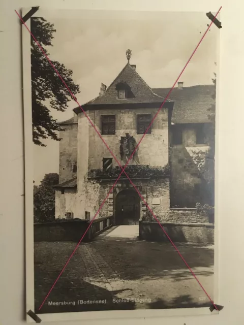 alte AK Postkarte MEERSBURG SCHLOSS EINGANG Bodensee Hartmann Echtfoto 1928