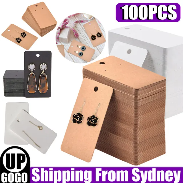 100pcs Earring Cards Cardboard Paper Jewelry Accessories Display Holder Decor AU