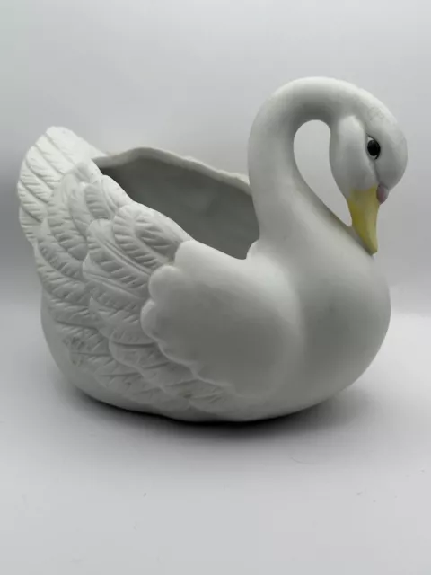 Vintage HOMCO  Realistic Porcelain Swan Vase Planter Candy Dish Prop