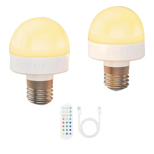 RECHARGEABLE LIGHT BULBS with Remote - E26 Battery Operated Light Bulb ...