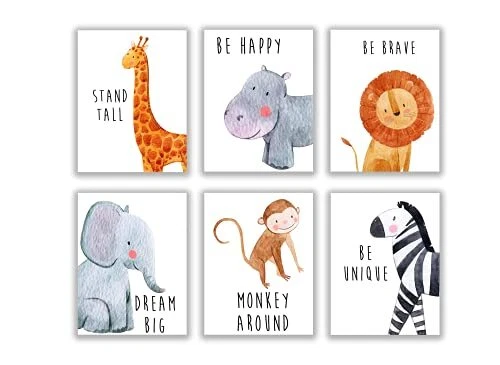Safari Nursery Decor - Baby Room Decor Animal Pictures for Nursery, Safari