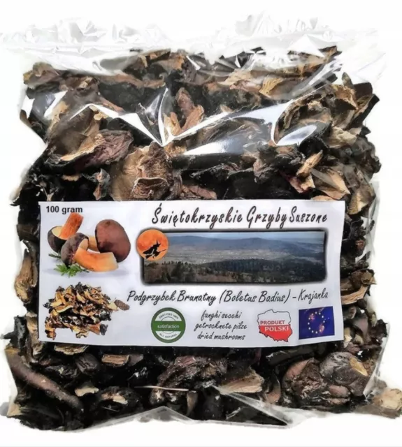 Dried Bay Bolete Mushrooms Polish Suszony Podgrzybek Brunatny Organic 100gr/3,52