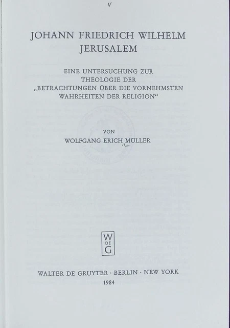 Johann Friedrich Wilhelm Jerusalem : eine Untersuchung zur Theologie der 'Betrac
