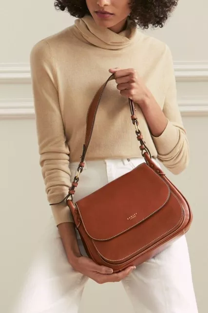 Radley London Leather Harper Road Chestnut Large Flapover Shoulder Bag RRP £219