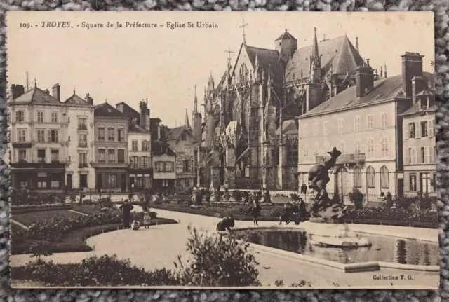 WWI France Postcard 109 Troyes Square de la Prefecture Eglise St Urbain Church