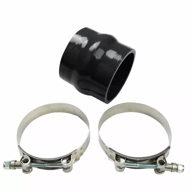 3.5 inch Silicone Hump Hose 89mm  Straight Intercooler Coupler BLACK +T Clamp