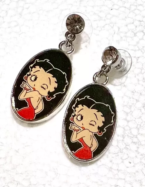 Betty Boop orecchini ovali in acciaio inossidabile - cm. 3 x 2 - peso gr. 20,3