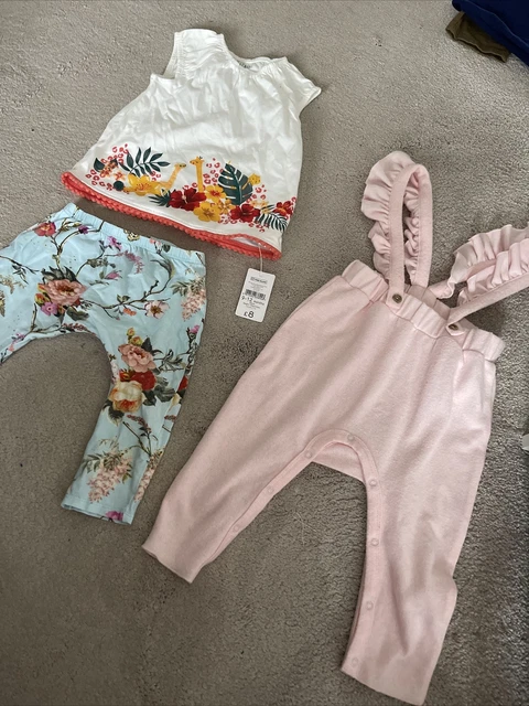 Baby girls bundle age 9-12months Next Leggings, New Nutmeg Top, Dungerees