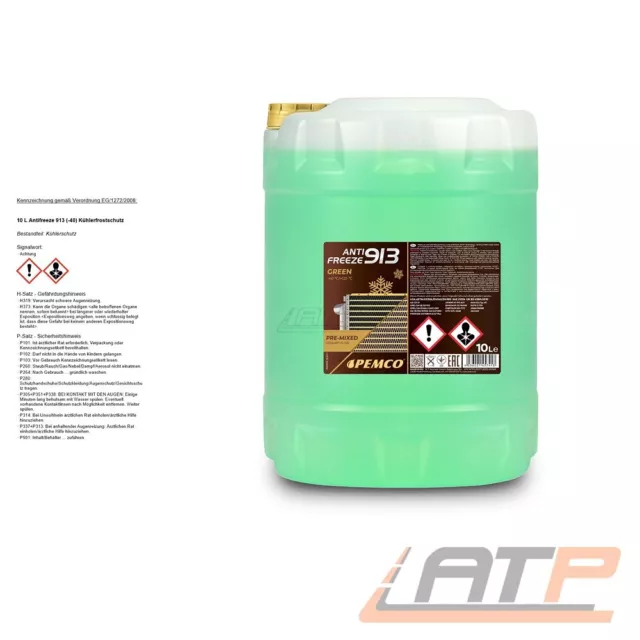 Pemco 10 L Liter Antifreeze 913 (-40) Kühlerfrostschutz Grün Kühlerflüssigkeit