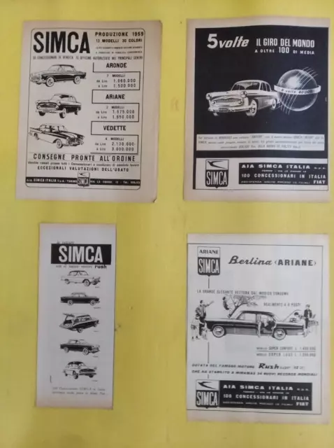 SIMCA ARIIANE ARONDE VEETTE MONACO 4 x Advertising' ADVERTISING Advert Advertising