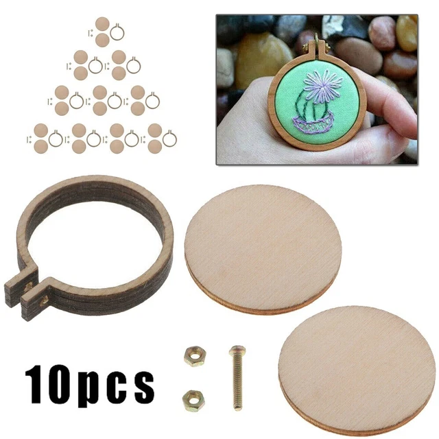 Mini anillo de madera creativo duradero para hacer joyas bordado redondo