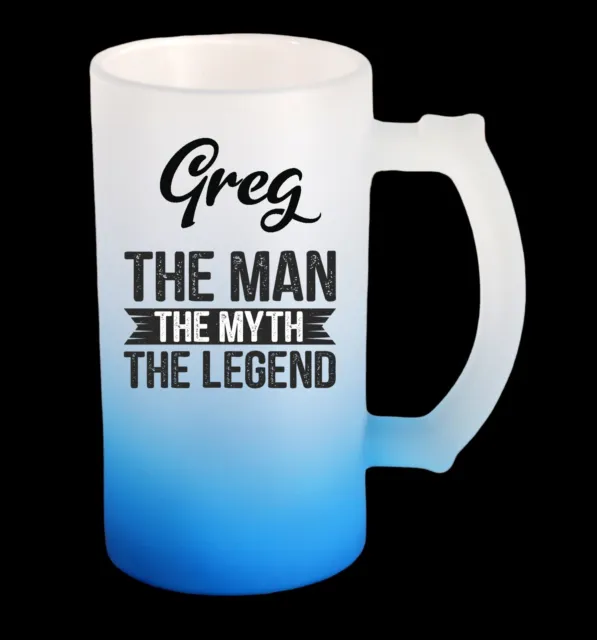 Personalised Blue Frosted Glass Beer Stein Mug Male 21st,30th,40th,50th,60th,70